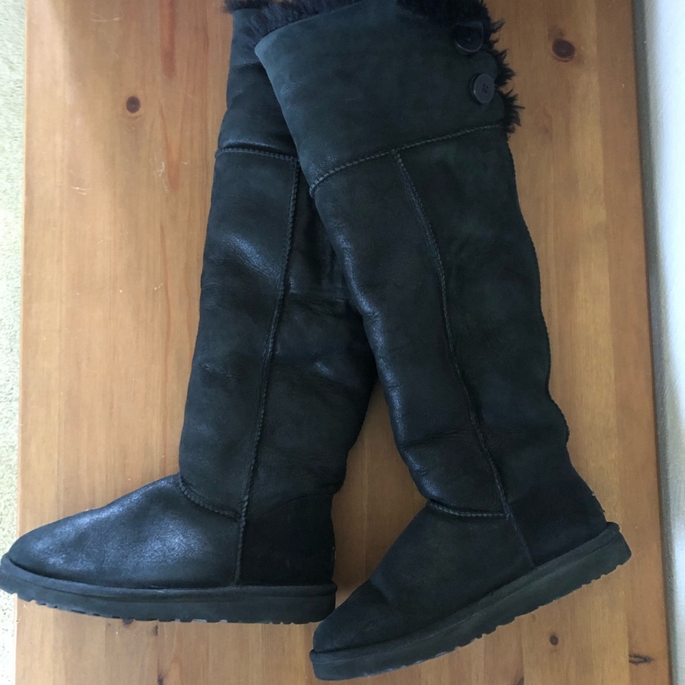 UGG Bailey Over-the-knee Button Boots Black